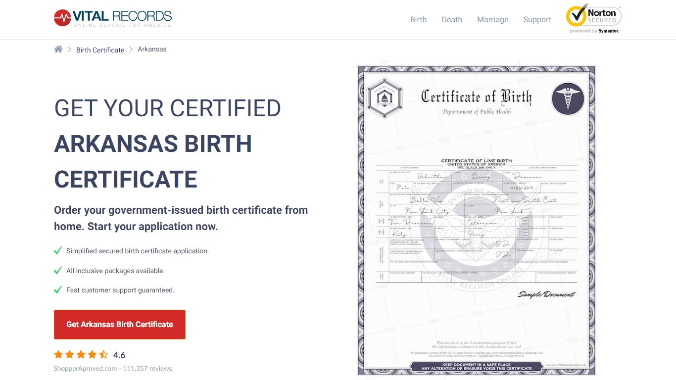 Get your certified Arkansas Birth Certificate - Vital Records Online